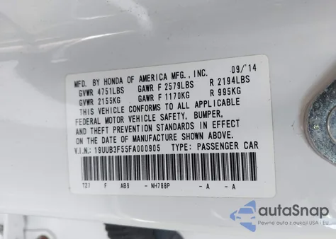 2015 Acura Tlx V6 Tech z USA, uszkodzony, nr VIN 19UUB3F55FA000905